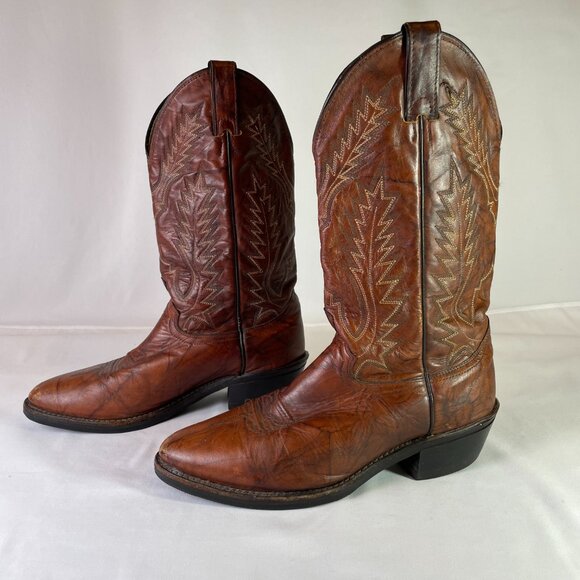 Abilene Men's Size 9D Cowboy Western Boots Brown Leather Vibram Sole - Picture 2 of 16